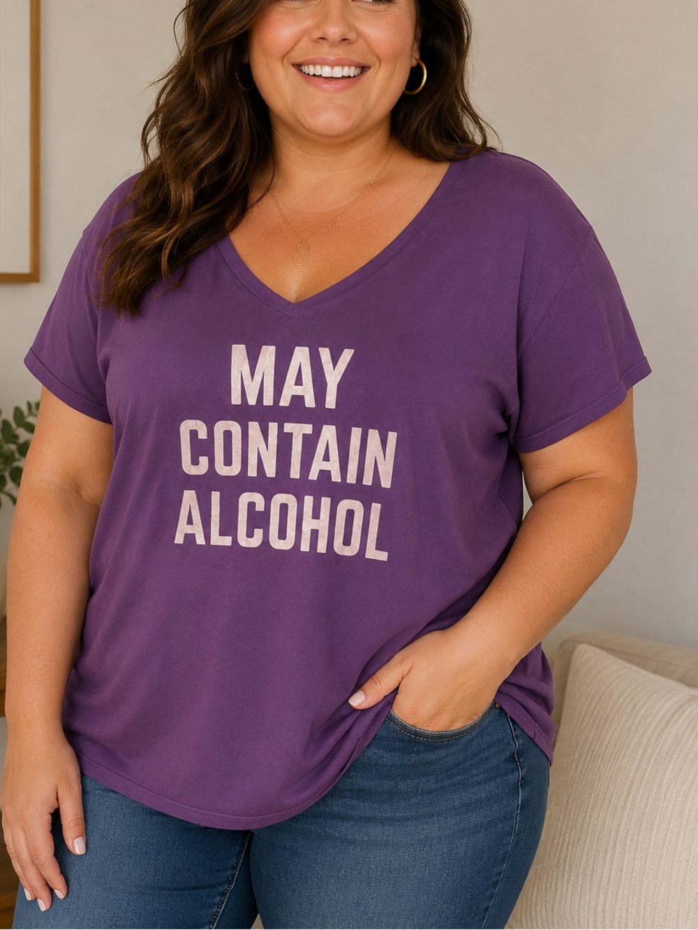 Torrid “May Contain Alcohol” Purple Graphic Tee Plus Size 4 (4X)